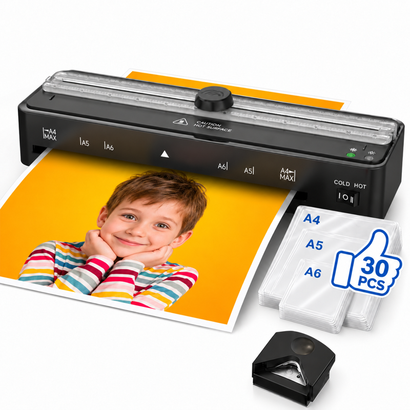 9-Inch Thermal Laminator Machine with 30 Laminating Sheets, Corner Rounder & Cutter