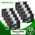 Label Maker Tape Compatible with Brother TZe-231 - Black on White Laminated Labels, 10 Pack