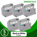 5 Pack Compatible Label Maker Tape for Brother P-touch MK Series 12mm White Labels
