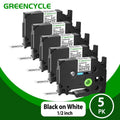 Black on White Laminated Label Tape 12mm x 8m for Brother P-touch
