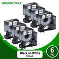 6 Pack Compatible Label Tape for Dymo D1 12mm Black on White Label Maker