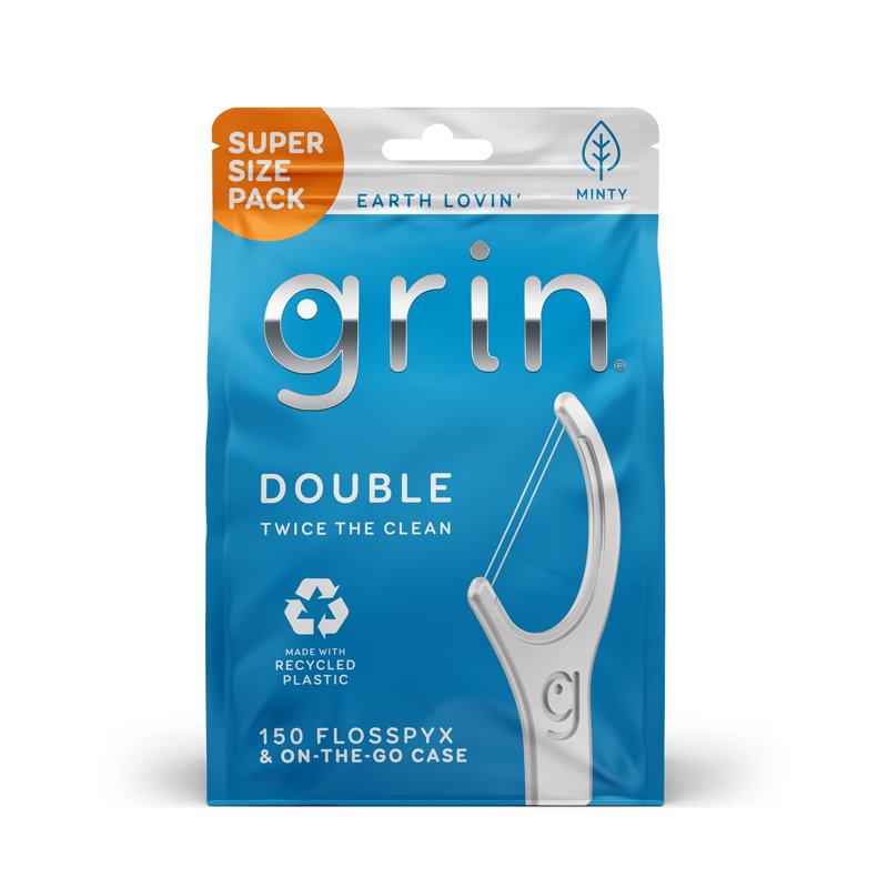 Double Floss Picks with Mint Flavor - Eco-Friendly Recycled Plastic, 150+ Count Options