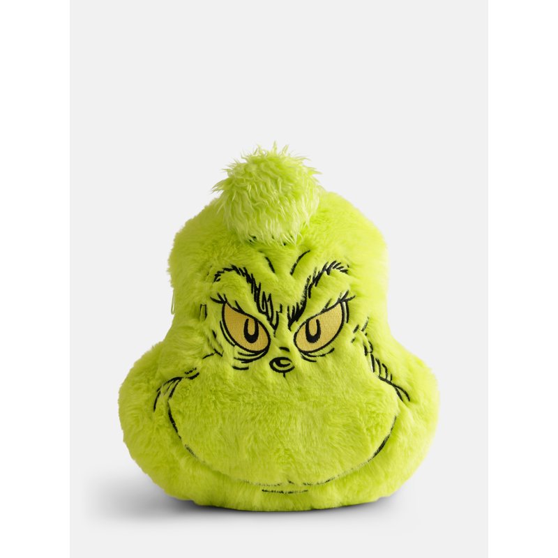 Girls Grinch Faux Fur Mini Backpack - Green Plush Holiday Bag