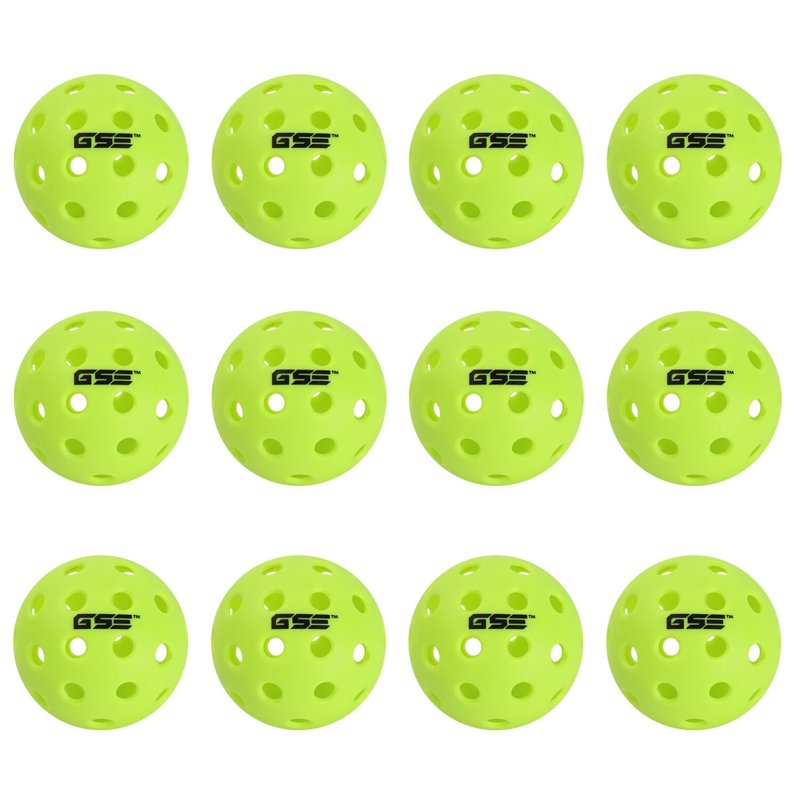 GSE 12-Pack Outdoor Pickleball Balls Set - 40-Hole, Fluorescent Green | Variation: Green