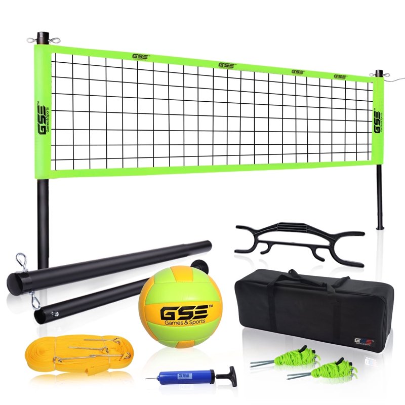 Portable Recreational Volleyball Set with Net, Poles, Ball, Pump & Carry Bag