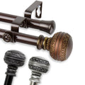 Double Curtain Rod Set - Adjustable 13/16 Inch Diameter Satin Nickel Finish