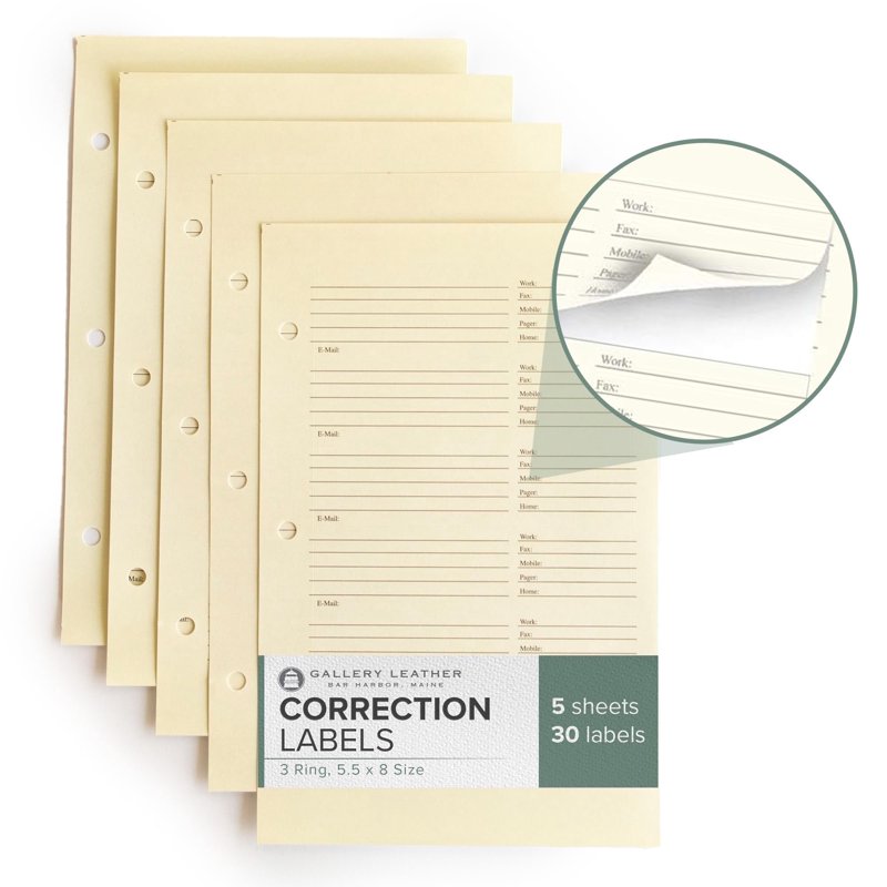 Address Book Correction Labels Self-Adhesive Organizer Set for Contact Updates