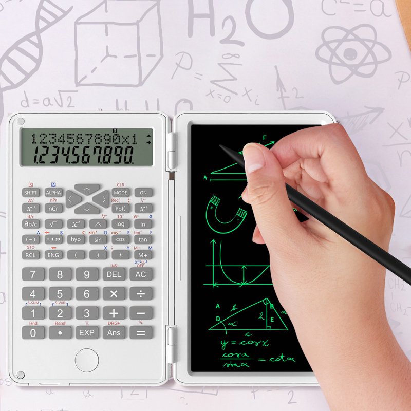 Scientific Calculator with LCD Writing Tablet, 12 Digit Multifunctional Notepad for Students