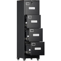 Vertical File Cabinet with 4 Locking Drawers and Wheels - Office & Home Storage Solution