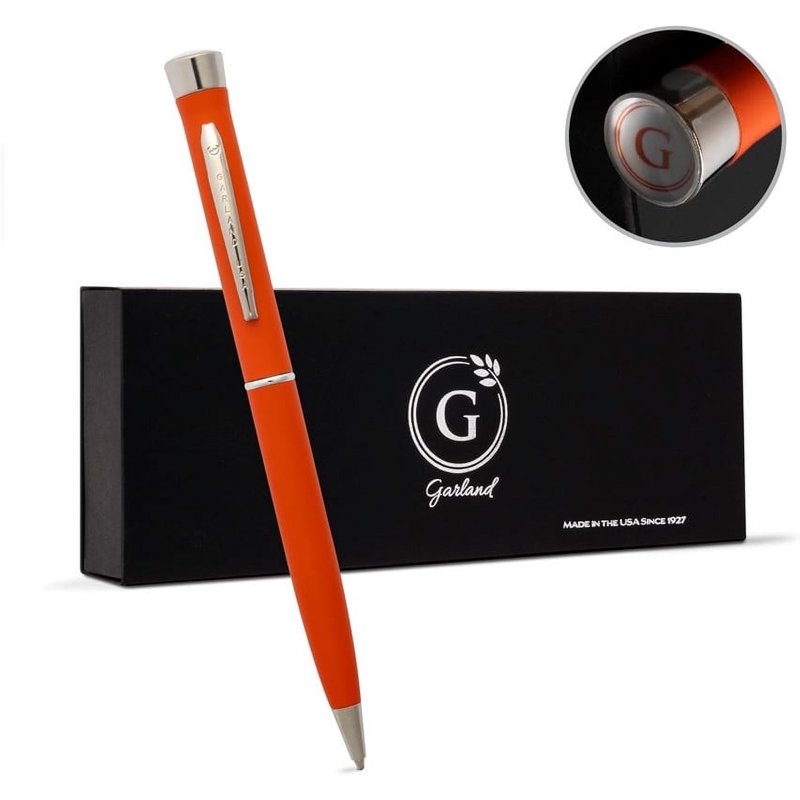 Garland Cerakote Twist Pen in Blaze Orange with Chrome - Made in USA, Refillable Gift Box