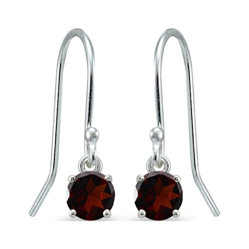 Sterling Silver Dangle Earrings with 5mm Solitaire Gemstones for Women & Teens