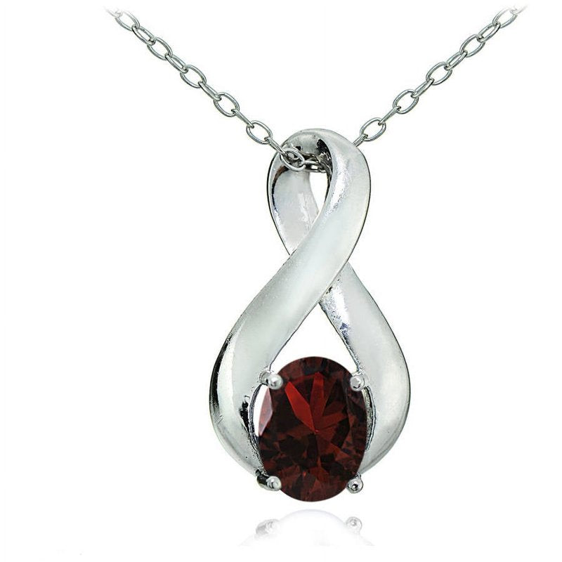Garnet Sterling Silver Infinity Necklace - 18-Inch Chain