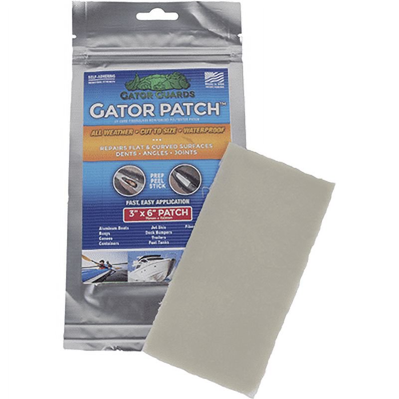 Gator Patch 3x6 Inch Fiberglass & Aluminum Boat Repair Patch - UV Cure, Moldable, Drilled & Painted Ready