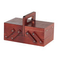 Expandable Wooden Sewing Basket with Handle - Red, 9.45 x 5.31 x 5.91 inches
