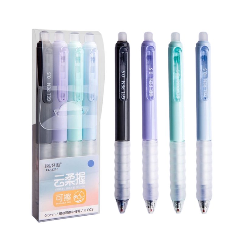 Erasable Gel Pen Refills 0.5mm Retractable Black & Blue Ink Comfortable Grip