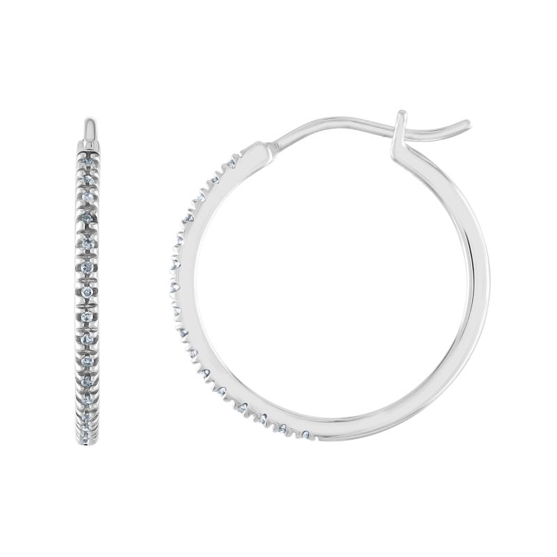 Diamond Hoop Earrings Sterling Silver 1/10 CTTW Jewelry Gift