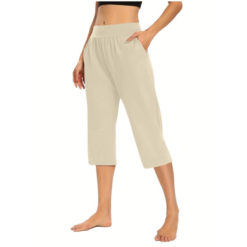 Loose Women's Capri Pants for Summer Workout and Casual Wear with Pockets