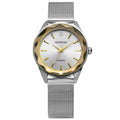Geneva Ladies Silver Tone 34mm Diamond Bezel Mesh Watch - Elegant Gift