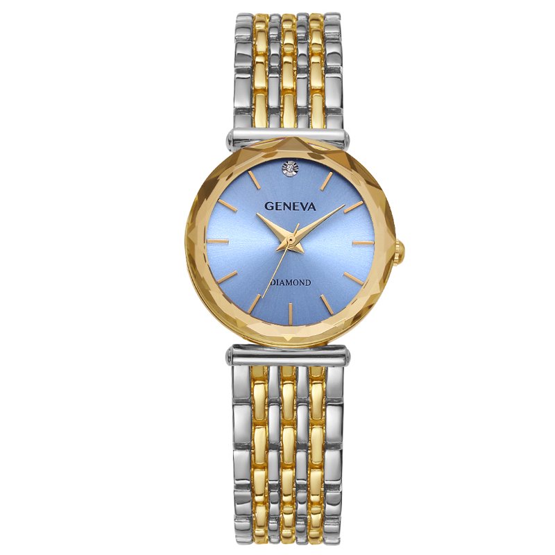 Geneva Ladies Two Tone Diamond Bezel Bracelet Watch 30mm