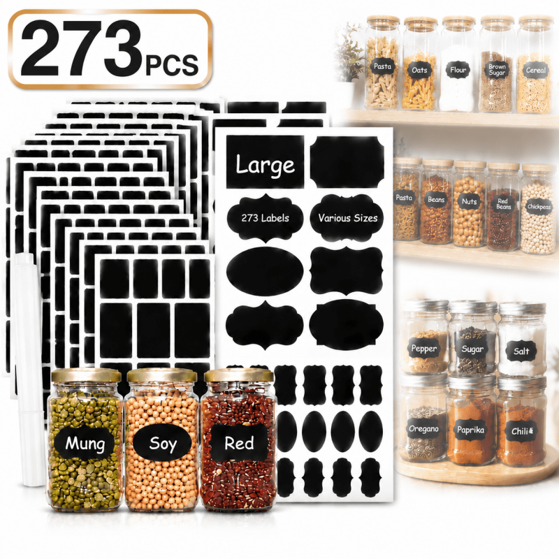 273 Pcs Waterproof Reusable Chalkboard Labels for Food Containers & Jars