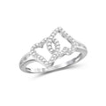 Sterling Silver Double Heart Ring with White Diamonds – Multiple Sizes