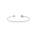Blue Topaz Sterling Silver Halo Cuff Bangle - Rhodium-Plated Jewelry