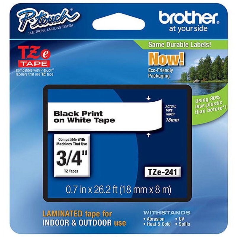 3/4 Inch Black on White Label Tape for Brother PT-1950 Label Maker