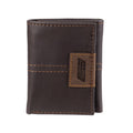 Men's RFID Leather Trifold Wallet with Interior Zipper & Logo Patch