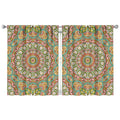 Geometric Mandala Window Curtain Panels 2 Pack - Rod Pocket Tier Artful Decor