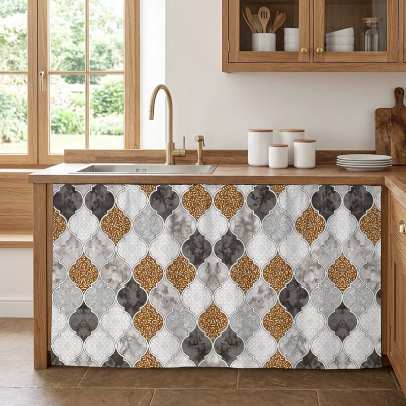 Waterproof Kitchen Cabinet Curtain Under Sink Dust-Proof Dust Cover 28 x 51 inches