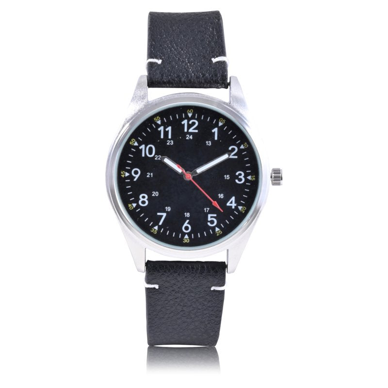 Men's Analog Watch with Water-Resistant Black and Silver Case
