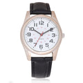 Men's Analog Watch with Round Case and PU Strap - White Dial, Silver Tone