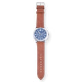 Adult Male Analog Watch with Silver Dial and Brown Strap - Water Resistant