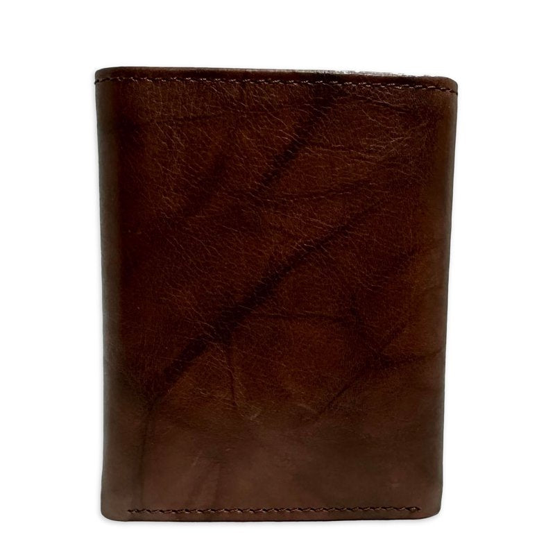 Men's Leather Trifold Wallet with ID Window and Bill Pocket