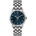Men's 41mm Silver Tone Blue Dial Analog Watch - Easy Read, Quartz Movement