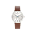 Men's Silver 42mm Round Analogue Watch with Leather Band
