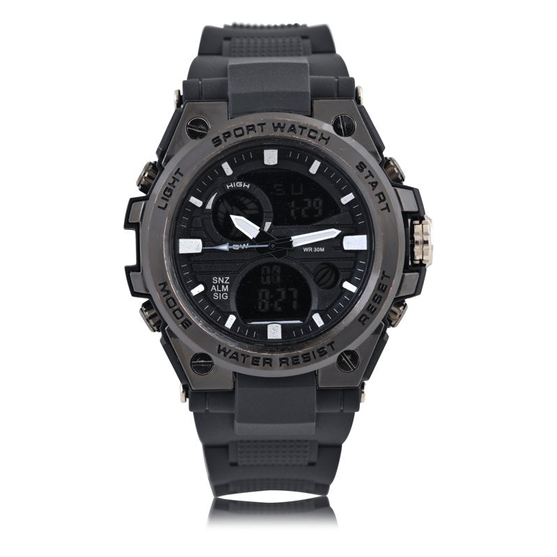 George Men's Analog Digital Watch 53MM Gunmetal Case & Black PVC Strap