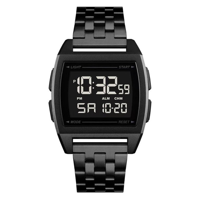 Men's Digital Sport Wristwatch with Metal Bracelet, Water-Resistant