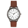 George Men's Gunmetal Round Case Watch with Easy Read Dial & Brown Leather Strap 44MM