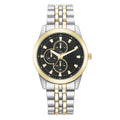 Men's Two-Tone Bracelet Wristwatch with Black Dial - Silver & Gold Finish