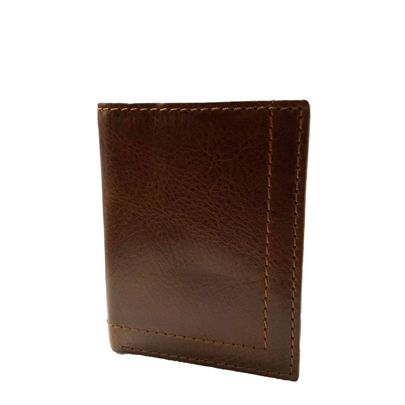 Men's Trifold Wallet Brown Leather Card Organizer Slim Pocket Accessory