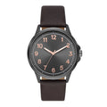 Men's Quartz Watch with Gunmetal Case & Brown Vegan Leather Strap