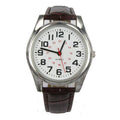 Men's Casual Analog Wristwatch with Imitation Leather Band - Brushed Nickel Finish
