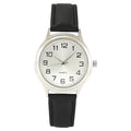 George Men's Silver Case with Black Faux Leather Strap Watch