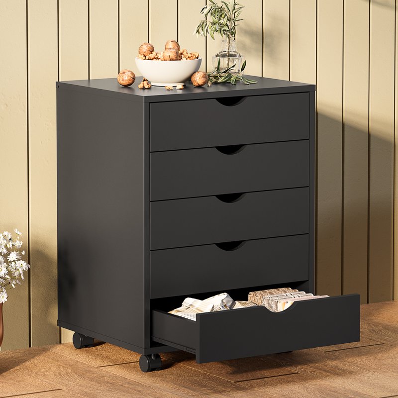 Portable 5-Drawer Storage Cabinet on Wheels for Office Bedroom Organization
