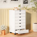 7-Drawer Storage Cabinet on Wheels for Home Office Bedroom Organization, White