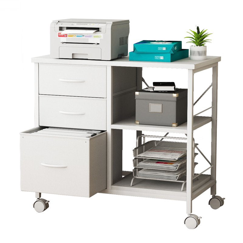 Mobile File Cabinet with 3 Fabric Drawers & Open Shelf - Office Storage