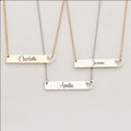 Personalized Name Necklace for Women - Engraved Heart Bar Pendant Gift