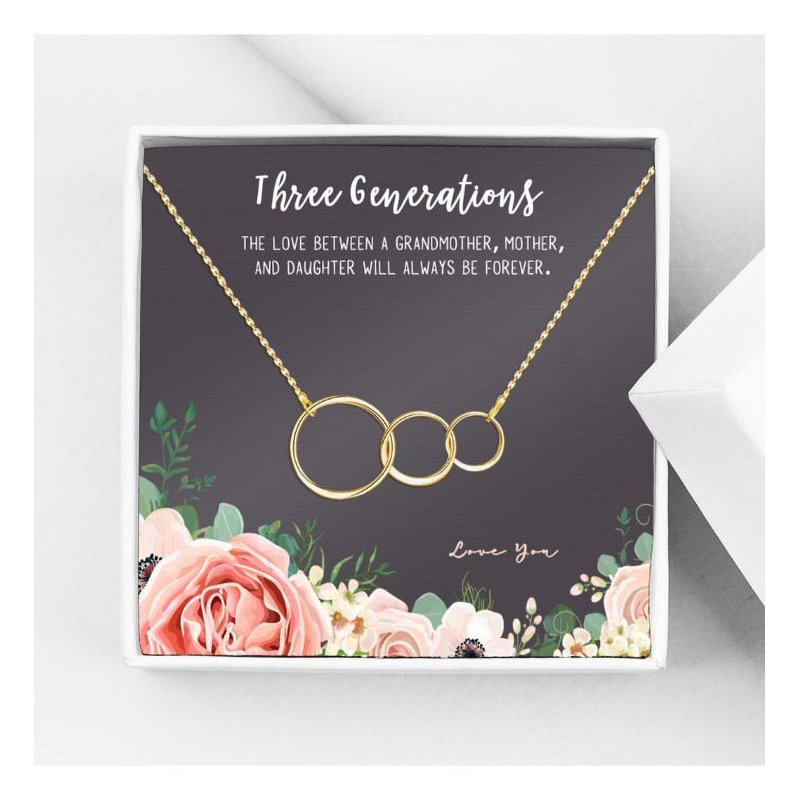 Dainty Interlocking Circle Jewelry Set - Mother's Day Gift for Grandma, Mom, Daughters