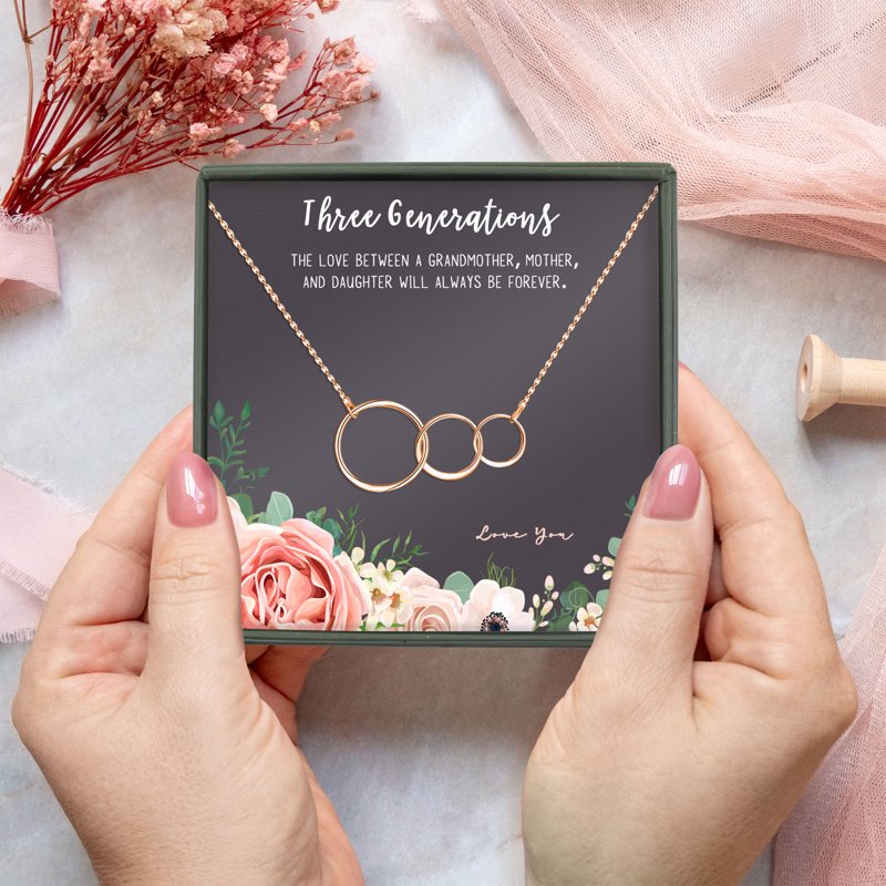 Dainty Interlocking Circle Jewelry Set for Mothers Day and Birthdays